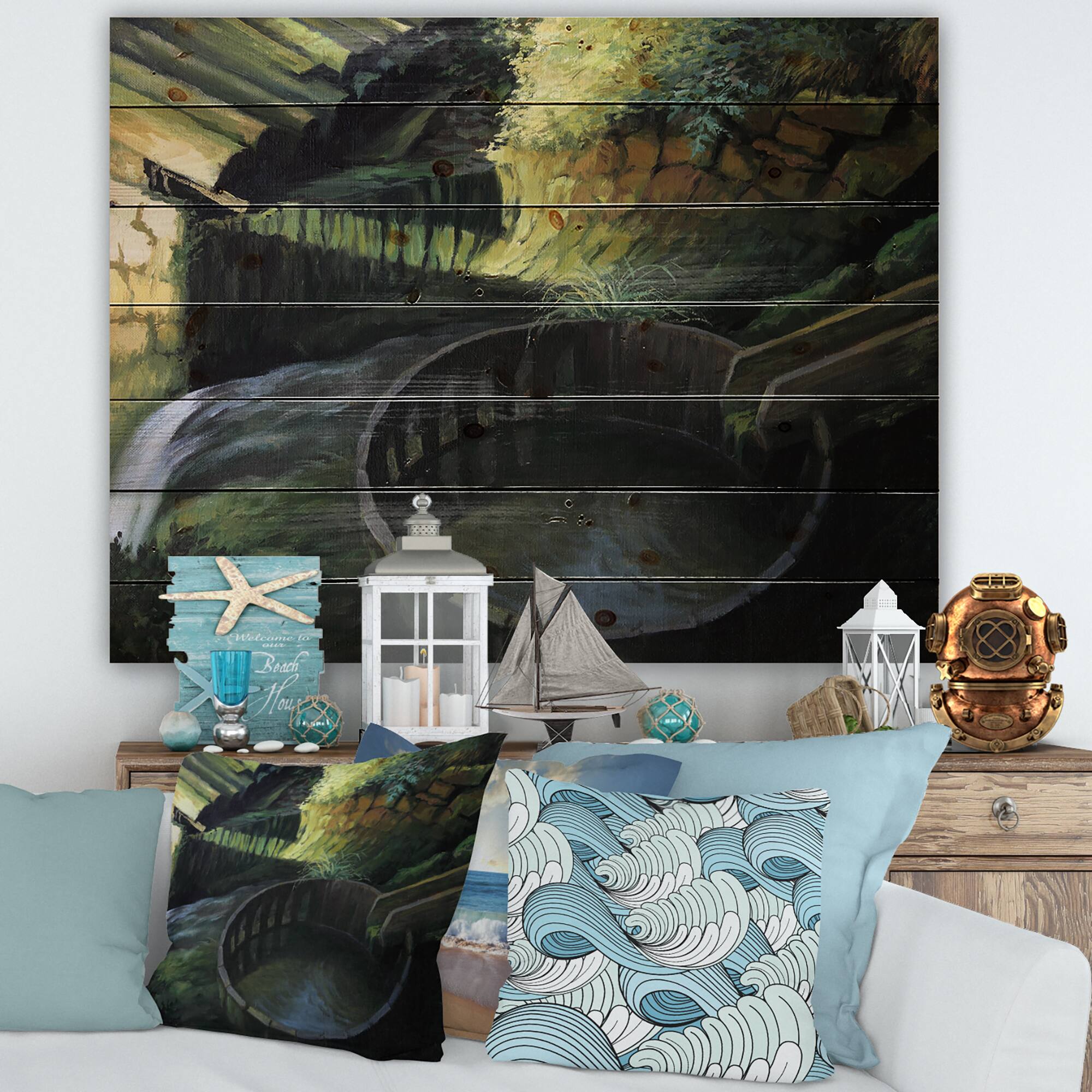 Designart - Old Watermill In Nature Landscape